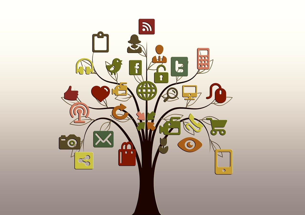 Image of a tree made of social media icons