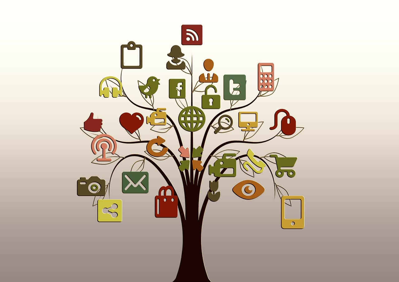 Image of a tree made of social media icons