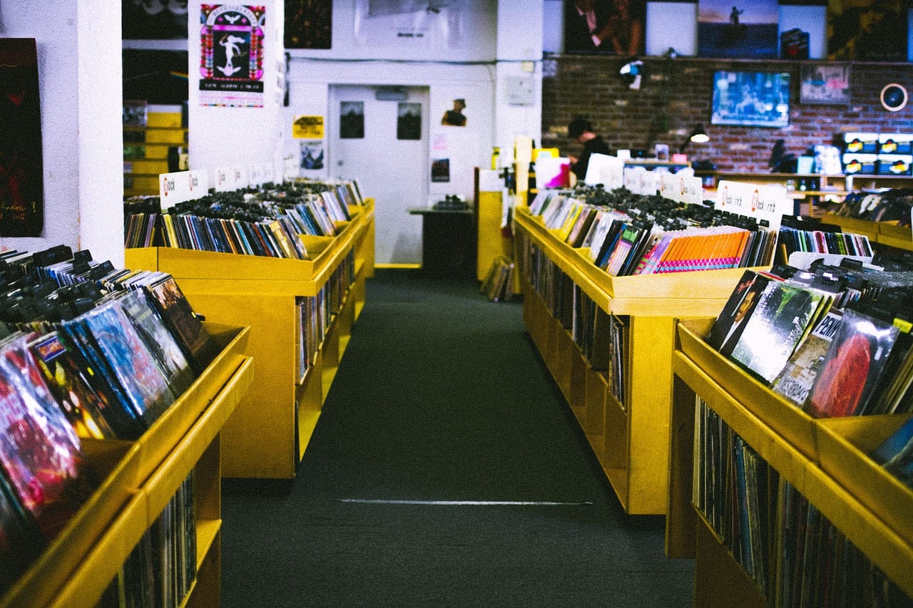 Image of a record store preparing for Small Business Saturday