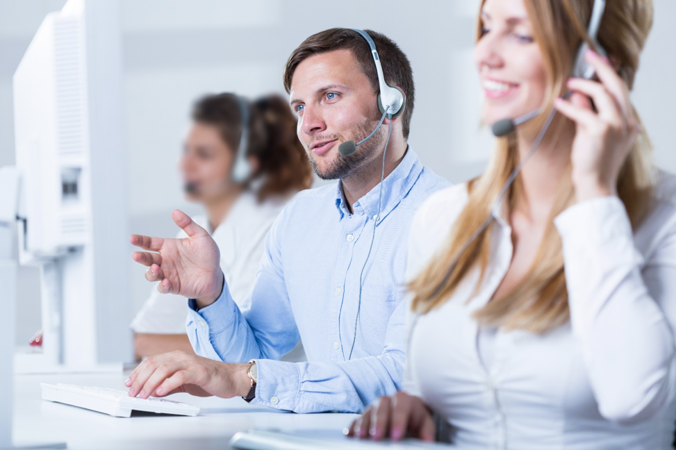 call center specialists in row