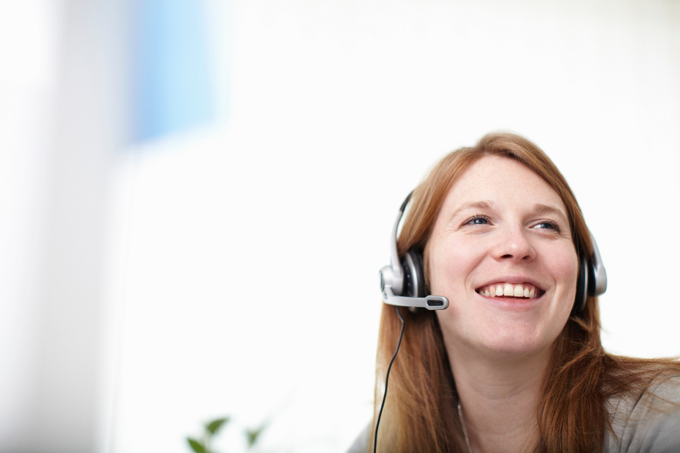 virtual receptionist with a headset