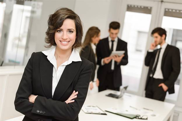 business woman posing in meeting