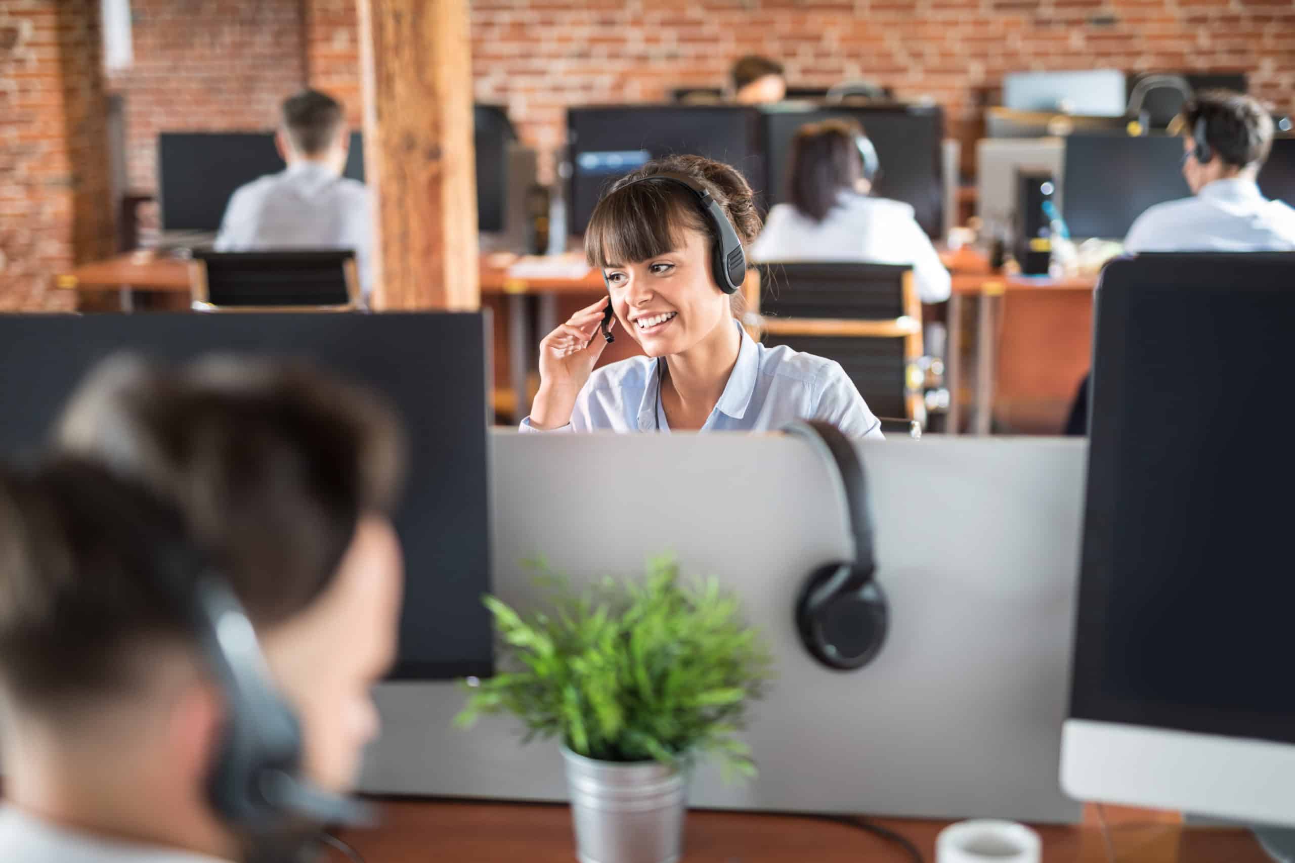 Customer service executives working in call center