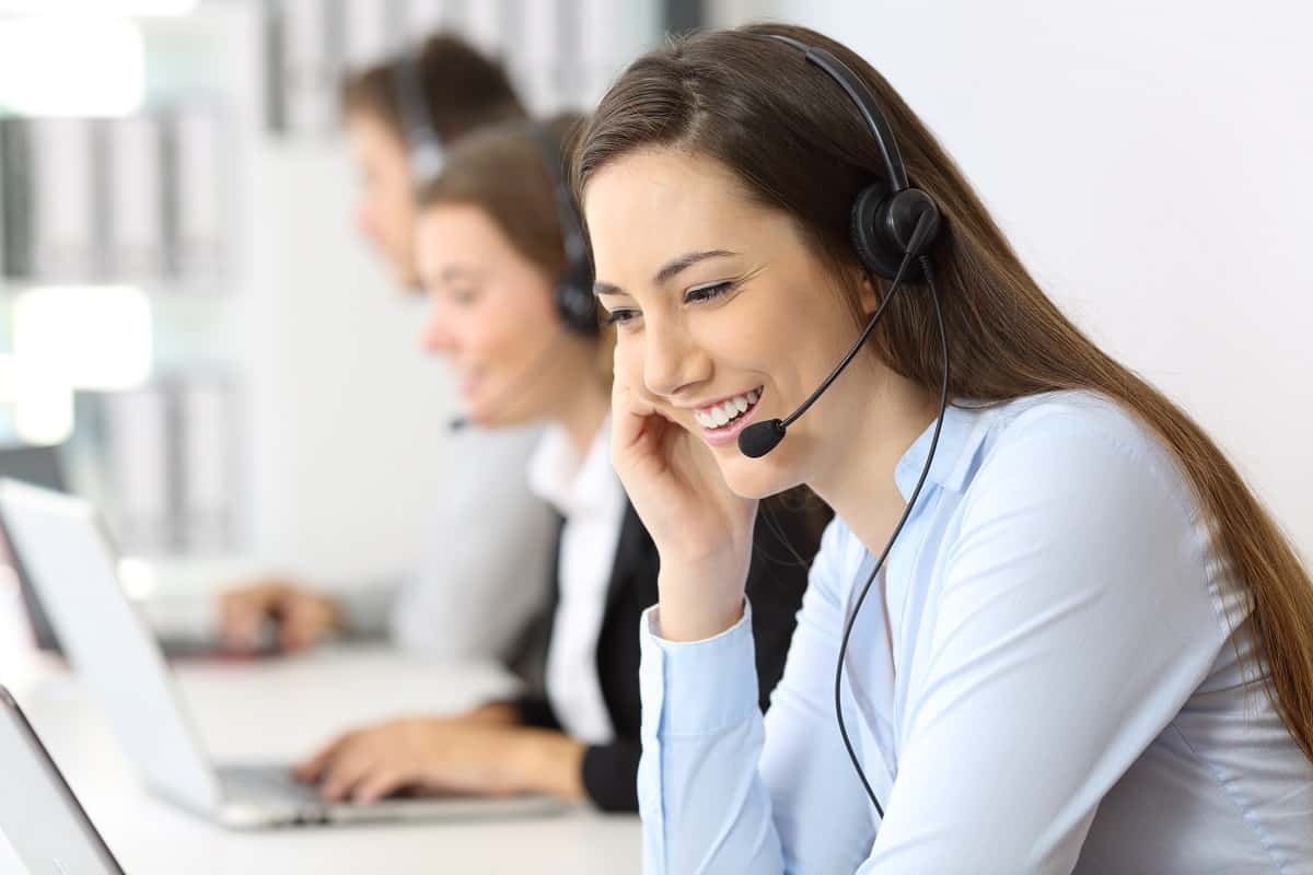 Telemarketing operator working at office