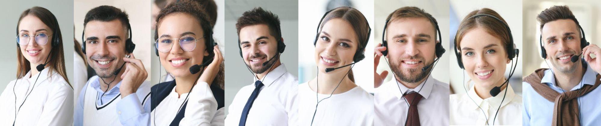 Collage of photos with technical support agents.